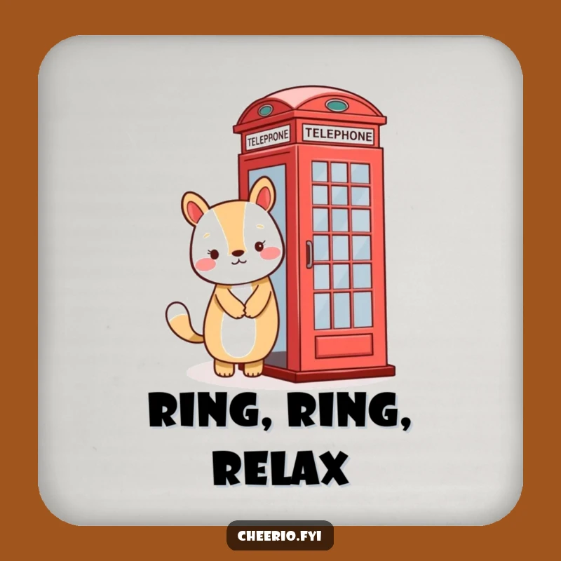 Funny Phone Booth Coaster Set: Protect Your Table with a Friendly Animal's Smile