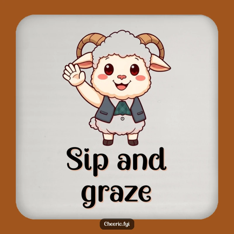 Funny Happy Sheep Waistcoat Coaster, Friendly Protection Perfect Gift