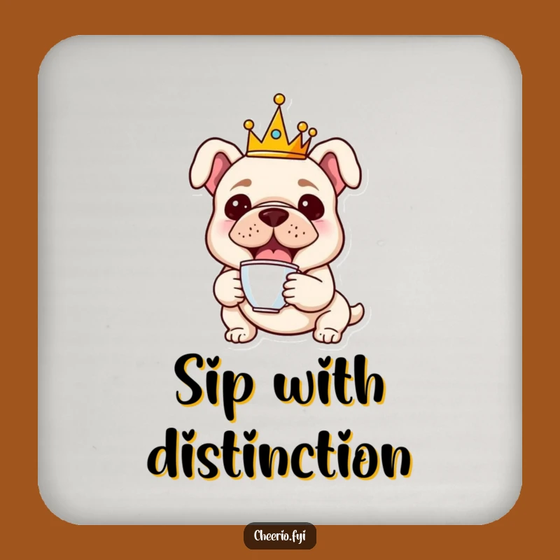 Funny Bulldog Royal Coaster Set: Protect Surfaces with Crowned Bulldog and Teacup