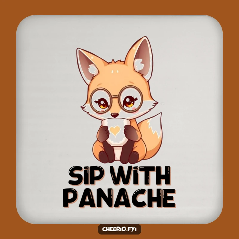 Funny Fox Monocle Tea Coaster, Sophisticated Protection Perfect Gift