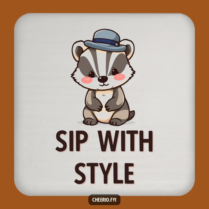 Funny Badger Bowler Hat Coaster: Dapper Charm, Surface Protection Gift