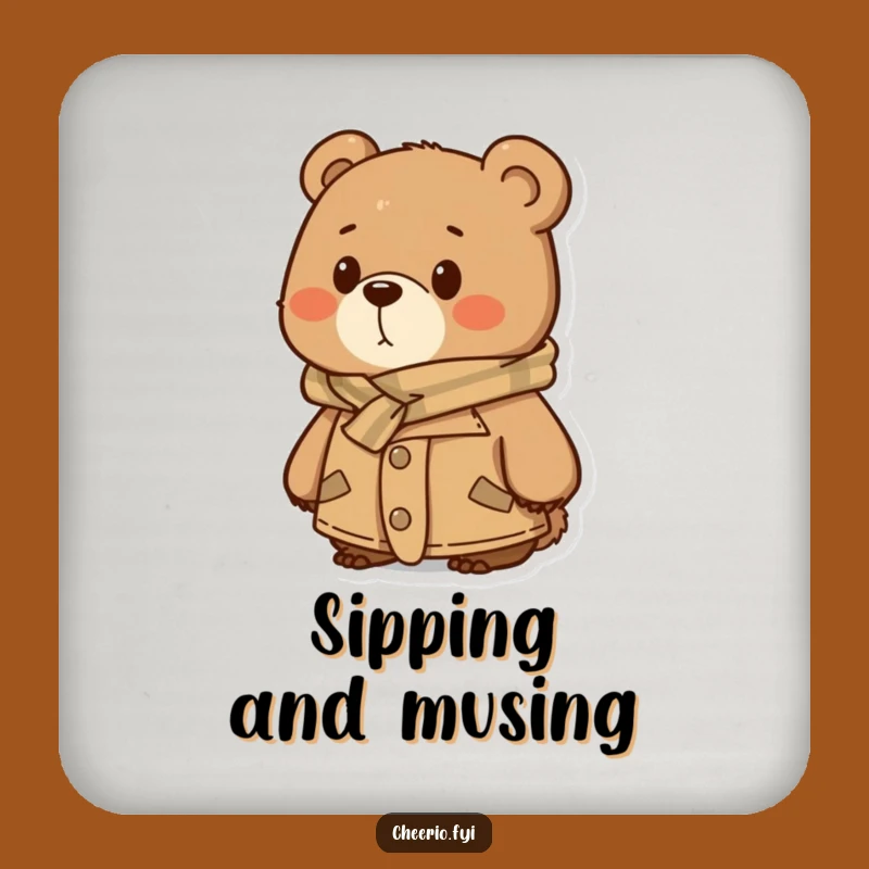 Funny Thoughtful Bear Drink Coaster - Tweed Protection, Perfect Funny Gift!