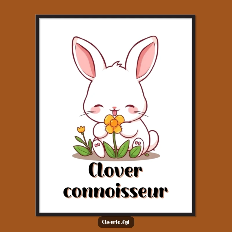 Funny Lucky Rabbit Clover Poster - Charming & Hilarious Good Fortune Wall Art