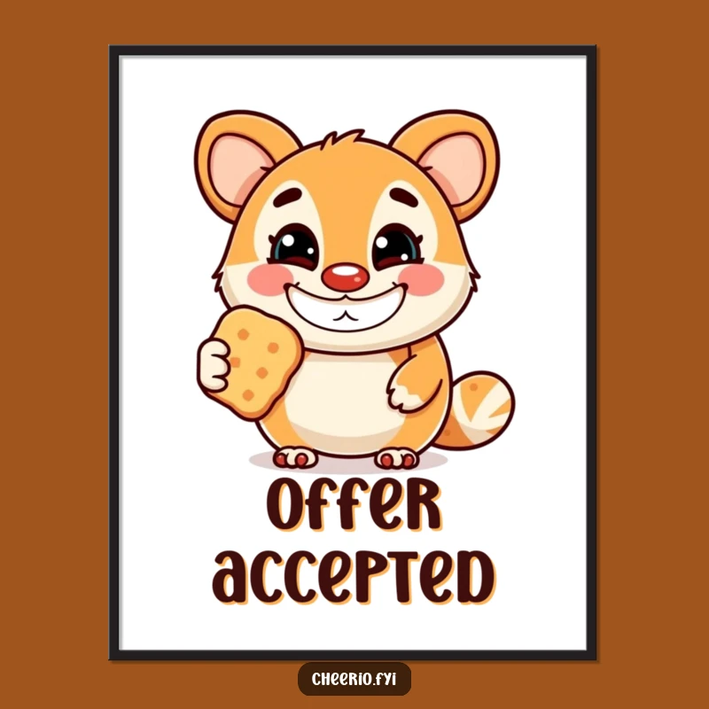 Funny Biscuit Mascot Poster: Grinning Offer, Wall Art for Sweet Spaces