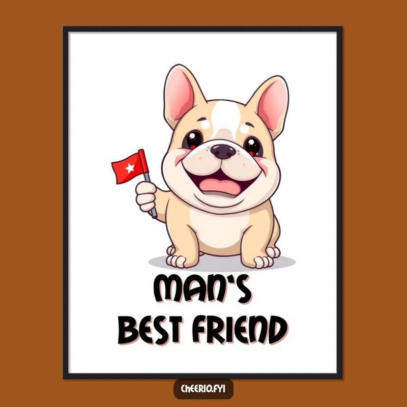 Funny Bulldog Flag Poster: Proud Dog Art - Patriotic Wall Decor Gift