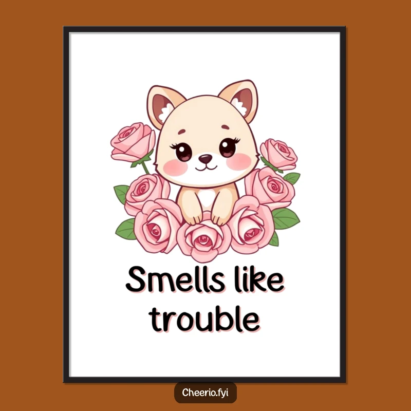 Funny Cheeky Animal Roses Poster: Add Playful Art to Your Walls