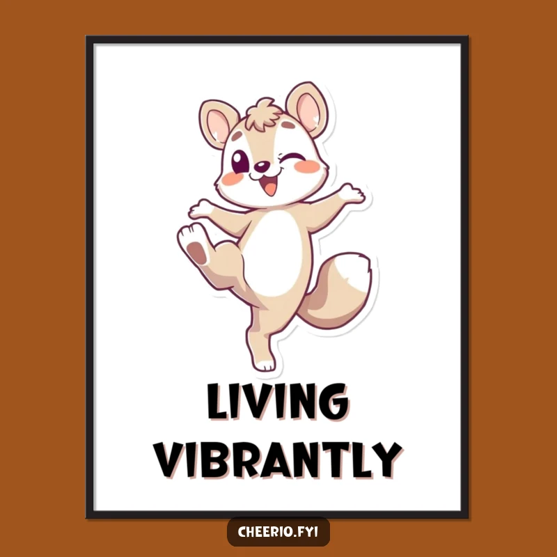 Funny Energetic Fox Poster: Playful Kick Wall Art for Fun Spaces