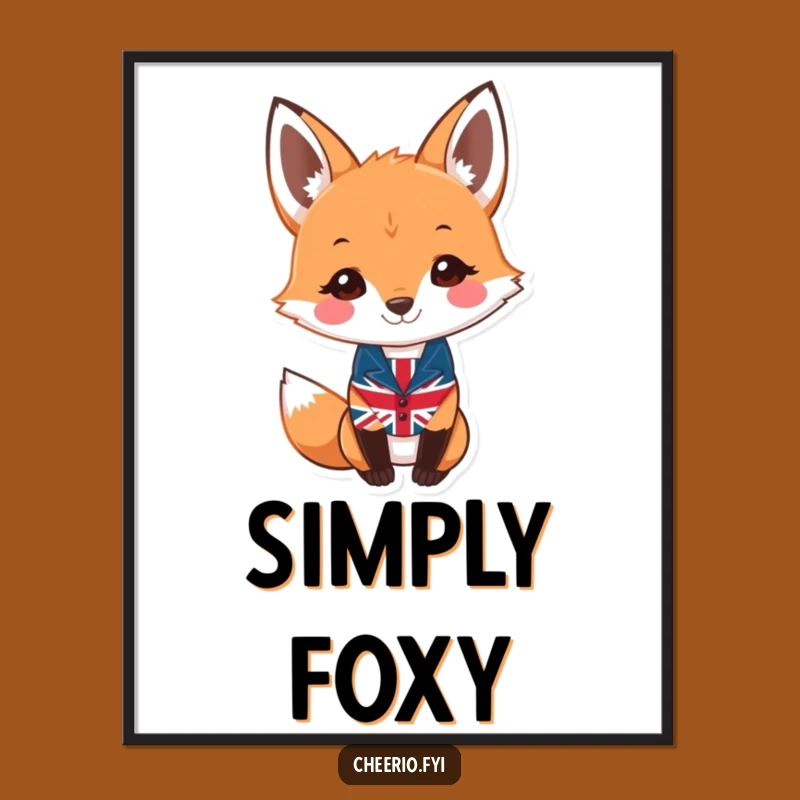 Funny Fox Union Jack Poster - Witty British Wall Art