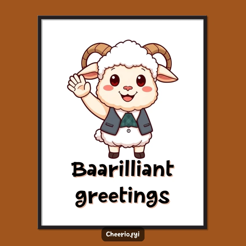 Funny Happy Sheep Waistcoat Poster, Friendly Art Perfect Gift