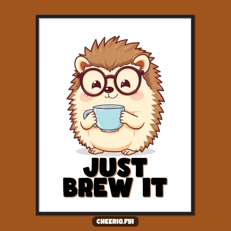Funny Hedgehog Poster: Specs & Tea - Whimsical Wall Art Gift