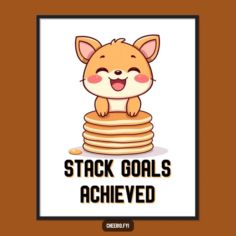 Funny Pancake Animal Poster: Wide Grin & Stack - Quirky Wall Art & Funny Gift
