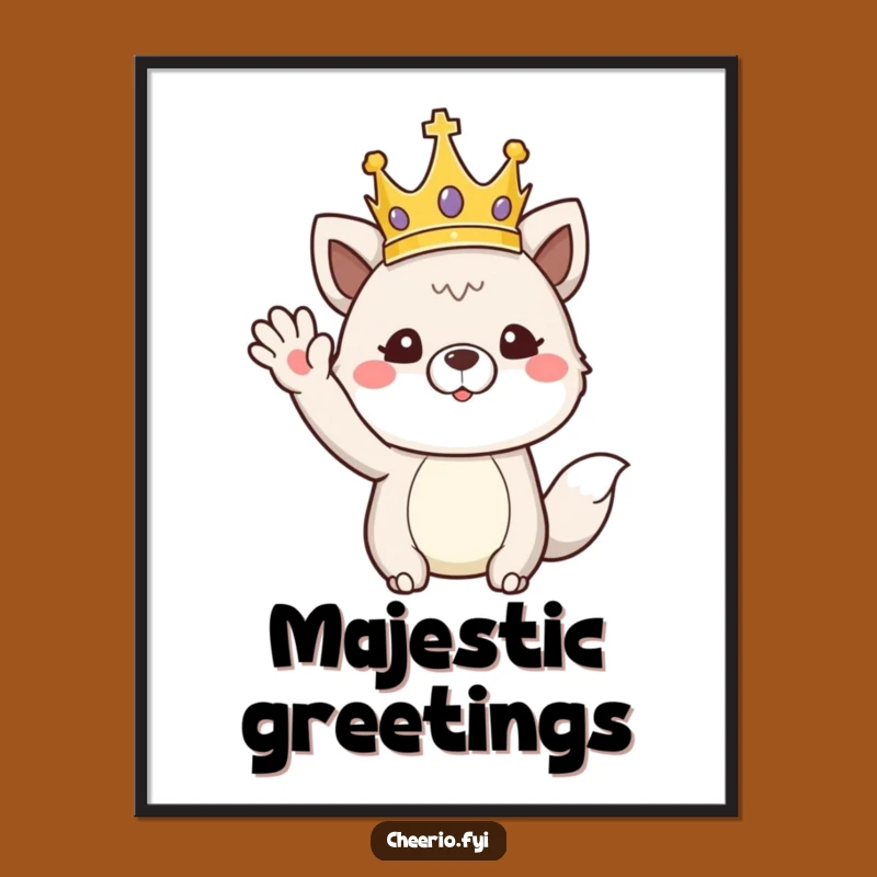 Funny Regal Animal Crown Wave Poster: Majestic Humor for Your Walls, Wonderful Gift