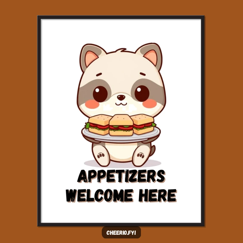 Funny Sandwich Art Poster: Stylized Animal Offers Miniature Bites, Perfect Wall Art Funny Gift!