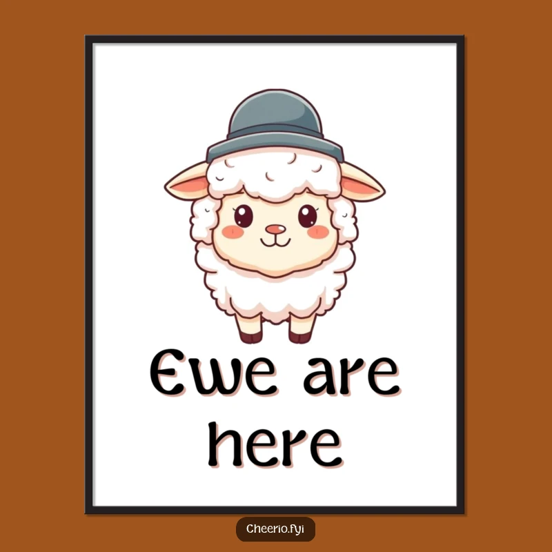 Funny Sheep in Hat Poster - Whimsical Wall Art for a Laugh