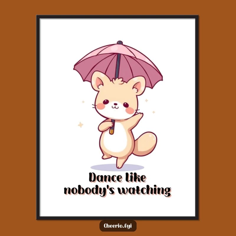 Funny Whimsical Animal Umbrella Poster: Whimsical Wall Art