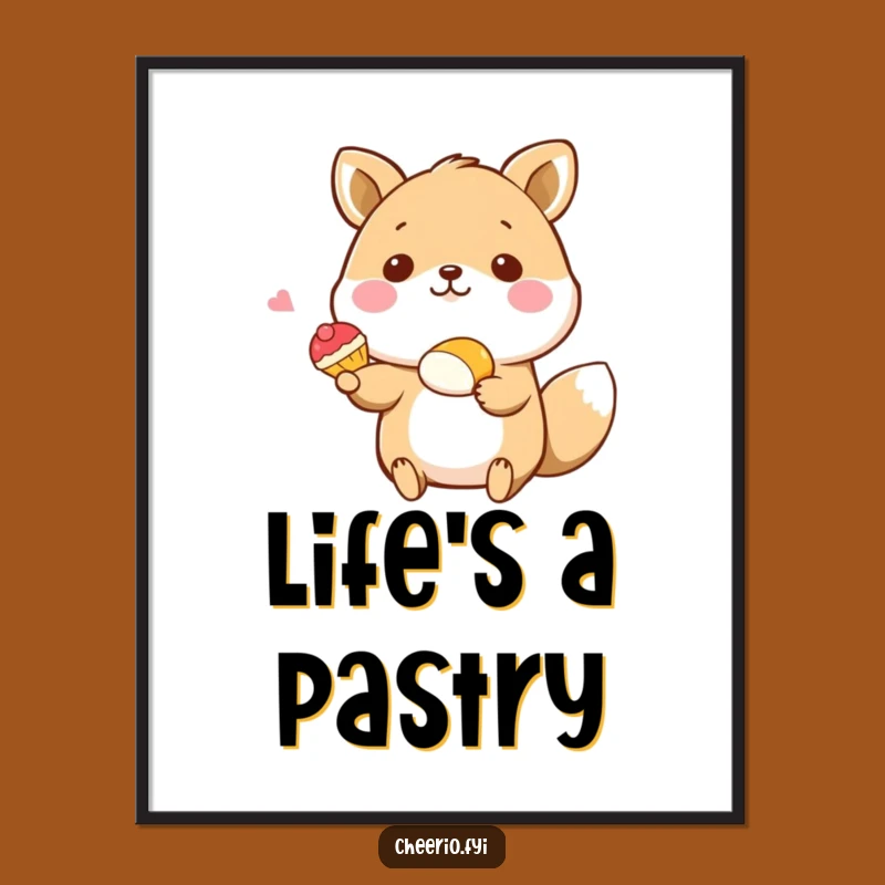Funny Happy Animal Pastry Poster: Sweet Art for Your Walls