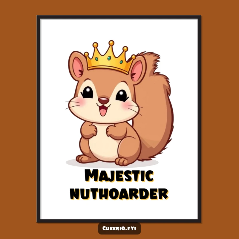 Funny Squirrel Crown Poster - Hilarious Regal Animal Art for Wall Decor