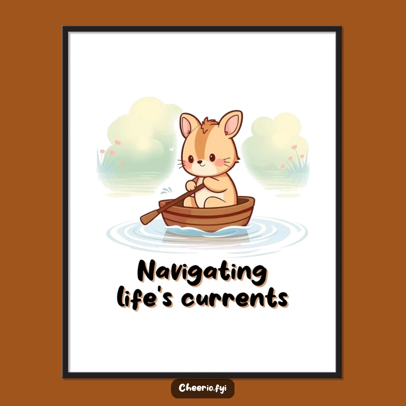 Funny British Animal Rowing Boat Poster: Amusing River Scene Art, Perfect Funny Gift!