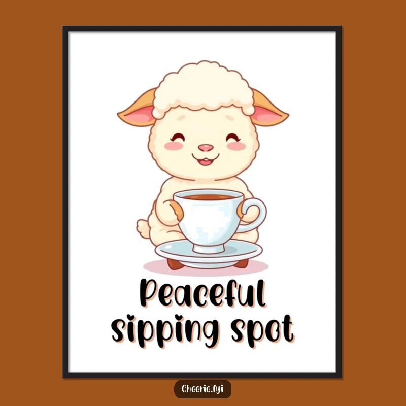 Funny Sheep Tea Time Poster: Whimsical Wall Art, Cute Animal Decor