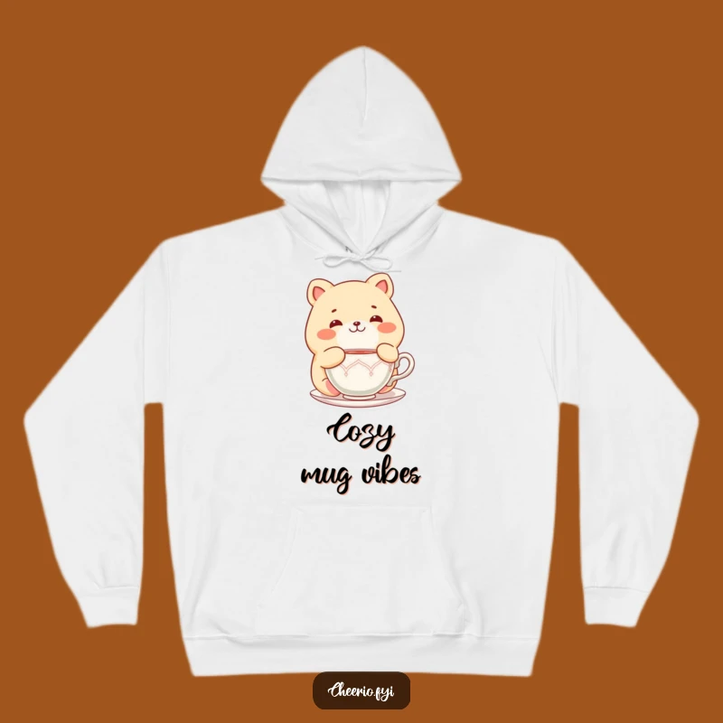 Funny Chubby Cat Hoodie: Cozy Delight for Tea Lovers