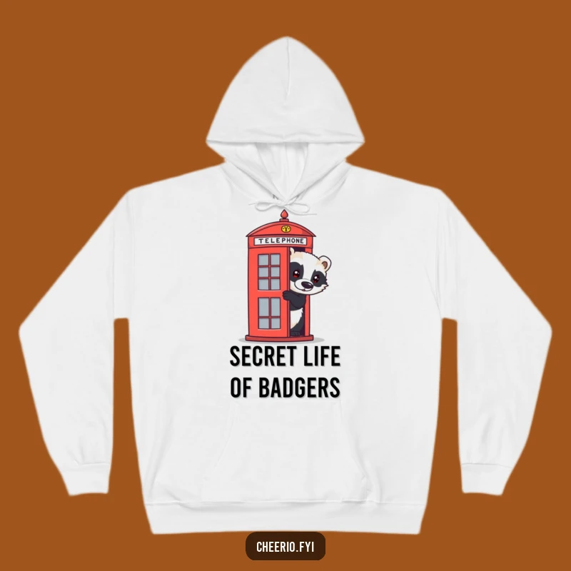 Funny Badger Hoodie - Cozy British Telephone Box Sweatshirt for Comfy Humor