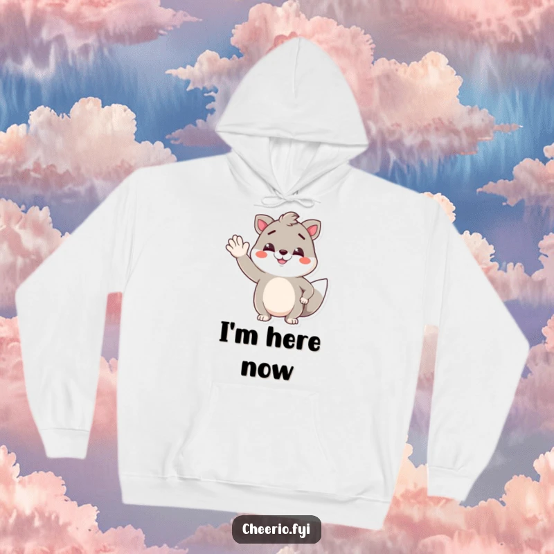 Funny hoodie with a laid-back animal sporting a confident smirk and delivering a jaunty wave, designed for ultimate comfort and humor.