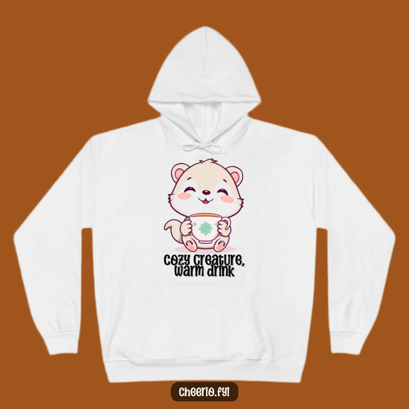 Funny Cute Animal Hoodie: Warm Hoodie with Smiling Animal and Teacup, Ideal Funny Gift