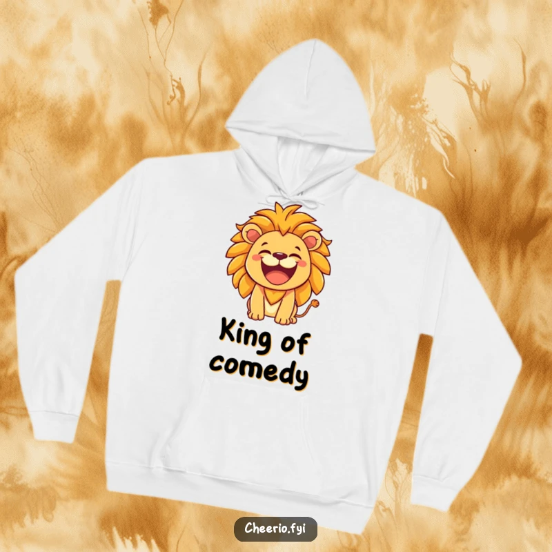 Funny Lion Hoodie: A lion with a hearty laugh roars friendly, exuding power and warm humor. A wonderful funny gift.
