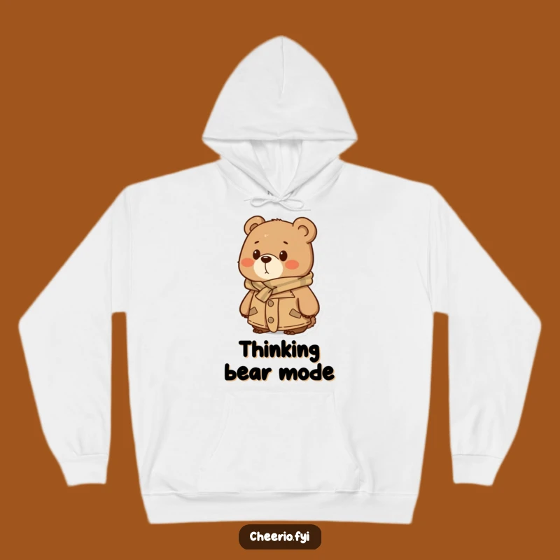 Funny Thoughtful Bear Hoodie - Cozy Tweed Comfort, The Ultimate Funny Gift!