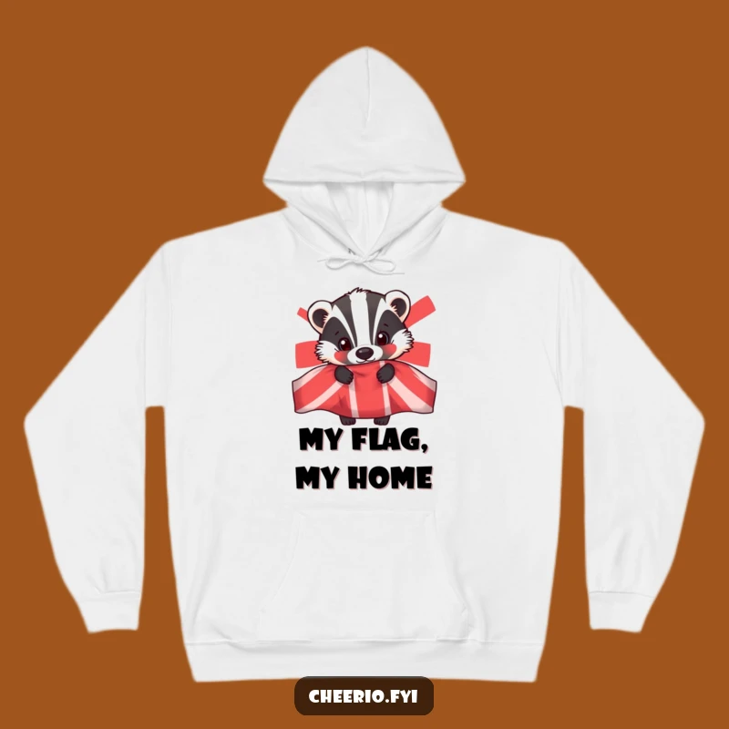 Funny Badger Union Jack Hoodie: Cozy & Patriotic Sweatshirt with Peeking Badger