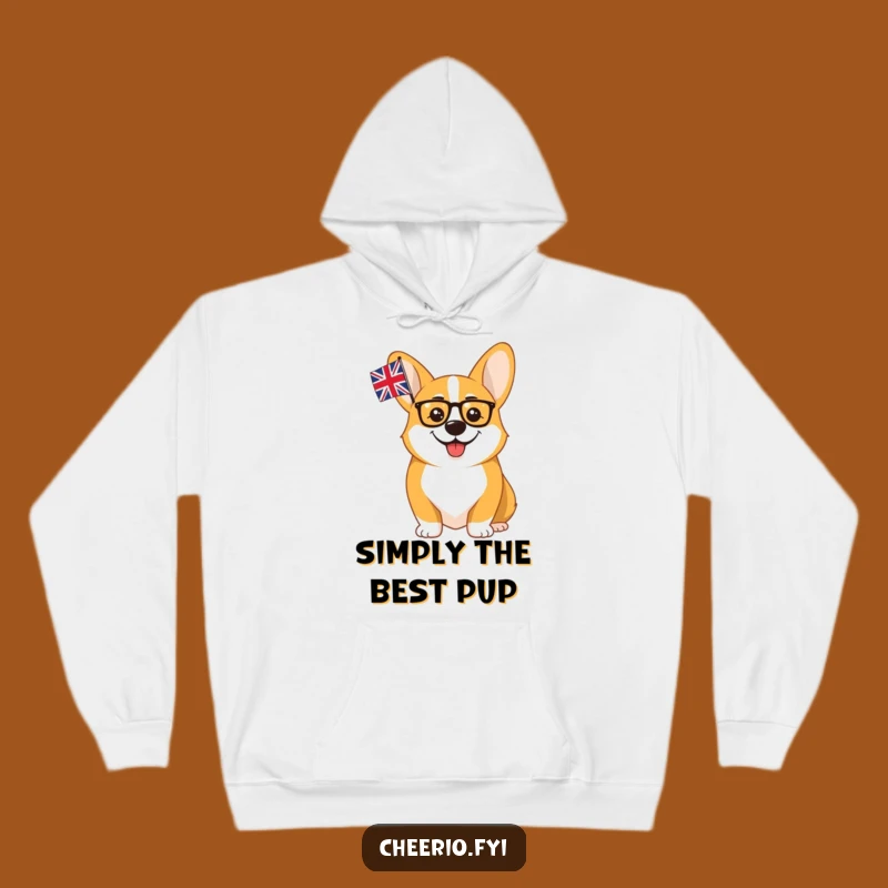 Funny Corgi Monocle Union Jack Hoodie: Cozy British Pup Comfort