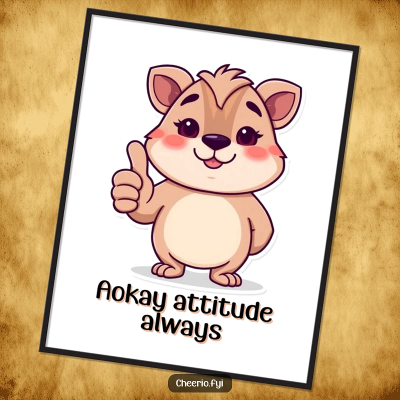 Funny Free Printable Wall Art: British animal character giving a dignified thumbs-up, exuding charm and humor in any space.