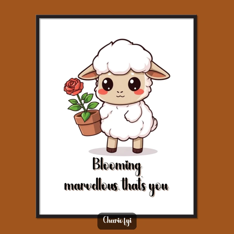 Free Printable Sheep Rose Wall Art - Funny Downloadable Floral Decor!