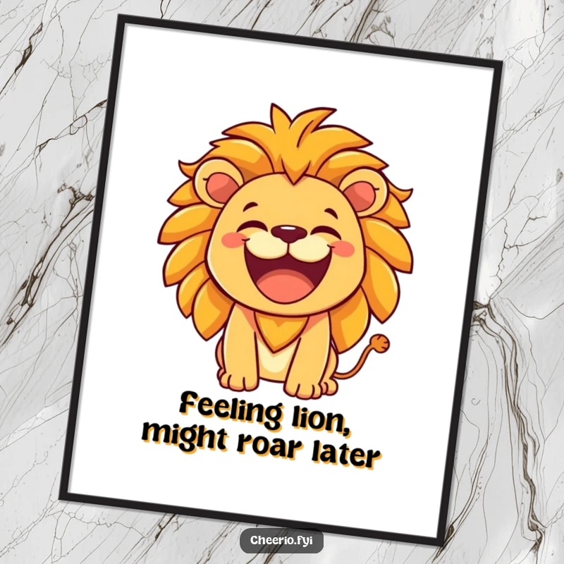 Funny Free Printable Wall Art: Majestic lion with a hearty laugh lets out a powerful roar, bold and downloadable jungle decor.