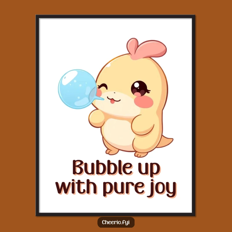 Funny Free Printable Wall Art: Bubble Blowing Creature, Downloadable Humorous Decor