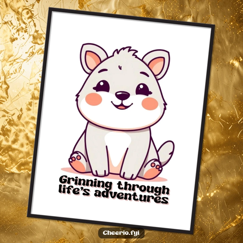 Funny Free Printable Wall Art featuring a cute animal with a friendly, welcoming grin, perfect for downloadable cheerful decor.