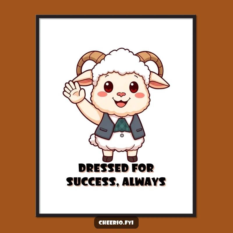 Funny Free Printable Wall Art: Cheerful Sheep Waistcoat Art Downloadable
