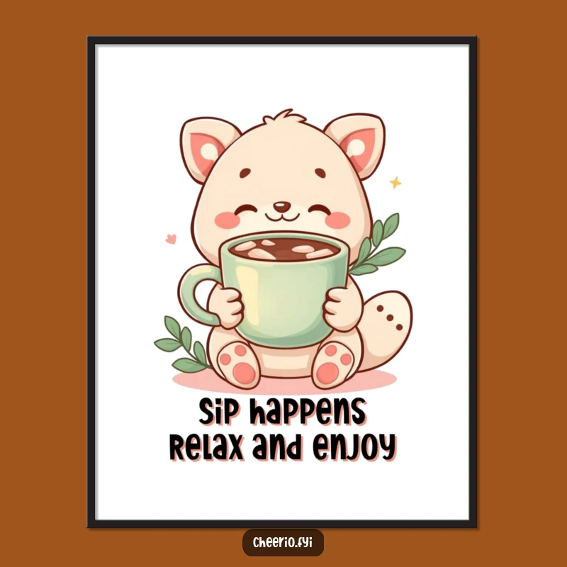 Funny Free Printable Wall Art: Cozy Cocoa Animal, Comforting Downloadable Home Decor!