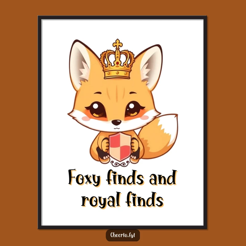 Funny Free Printable Wall Art: Curious Fox and Royal Crest Digital Art
