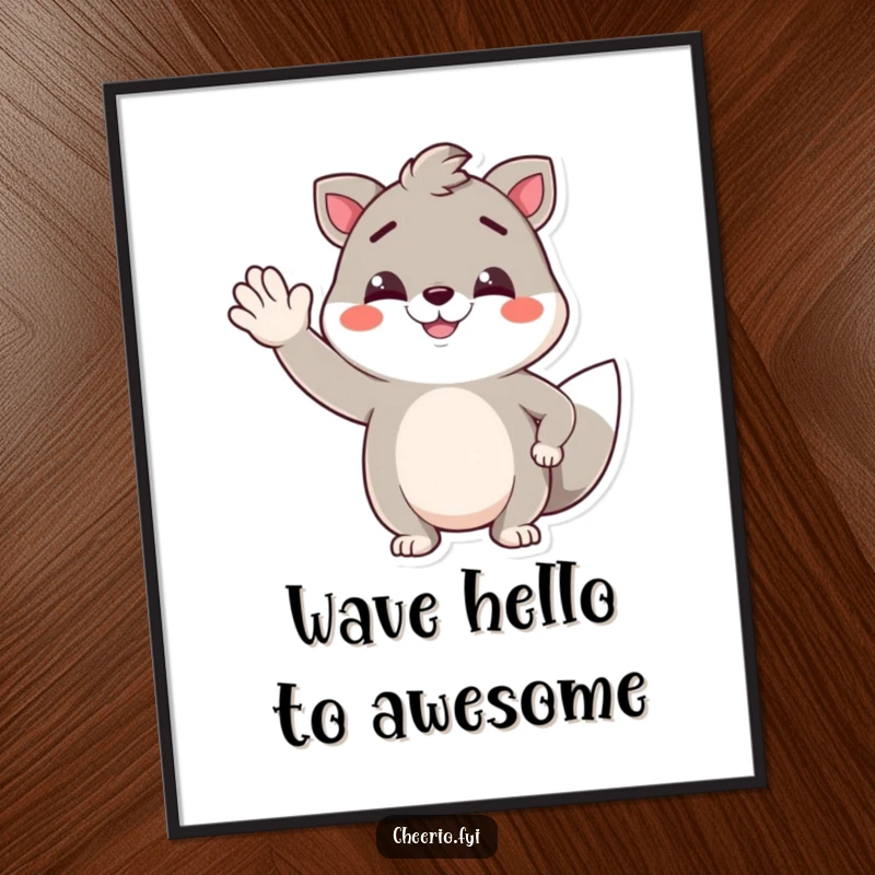 Funny Free Printable Wall Art showcasing a smirking animal pal with a confident expression, giving a jaunty wave.