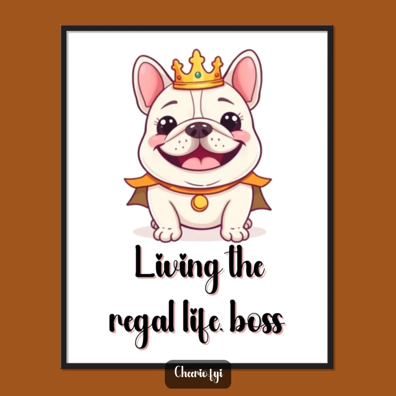 Funny Free Printable Wall Art: Royal Bulldog Crown Decor Downloadable