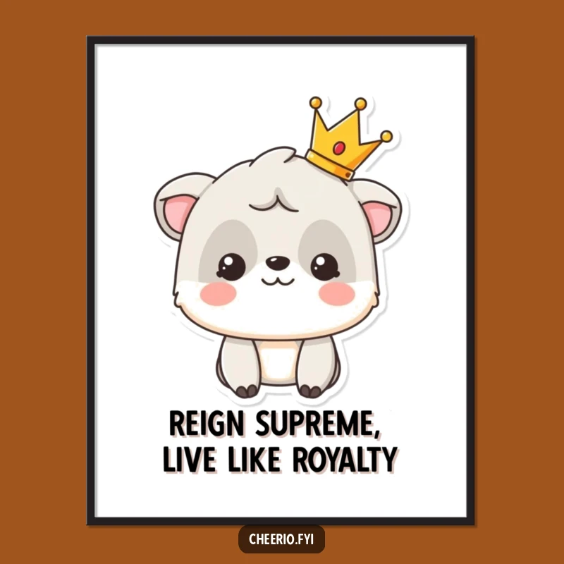 Free Printable Wall Art: Royal Animal Crown Humor Downloadable Art Gift