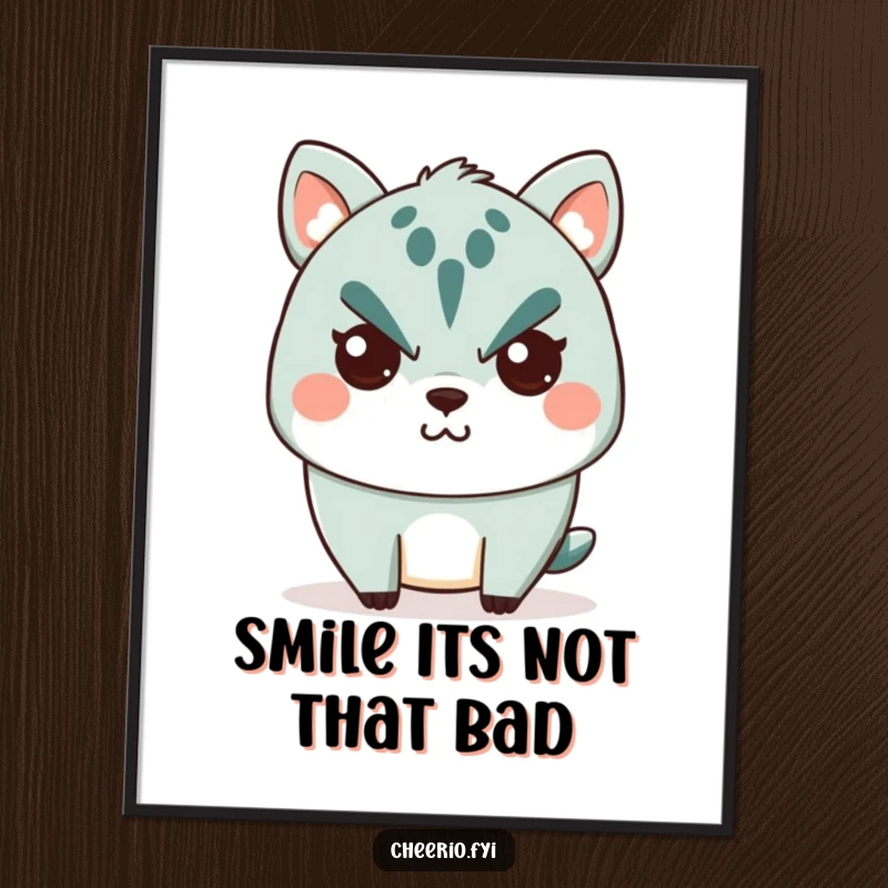 Funny Free Printable Wall Art: Stern animal character with a secretly amused, tiny smile, adding quirky humor to any room.