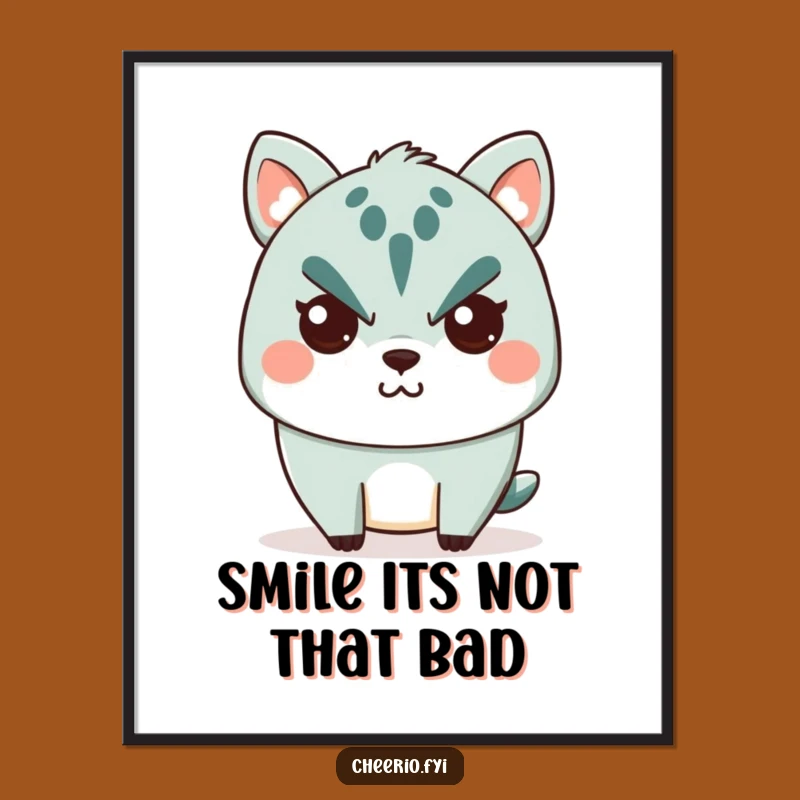 Free Printable Wall Art: Stern Animal's Shy Smile, Funny Downloadable Decor for Home