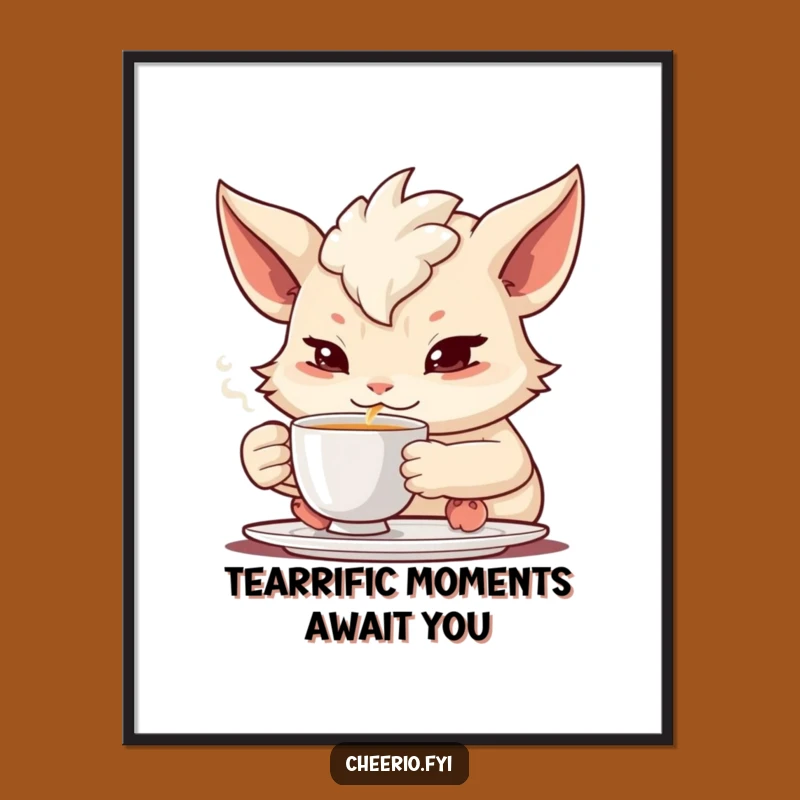 Free Printable Wall Art: Calm Creature Tea Sipping Downloadable Decor