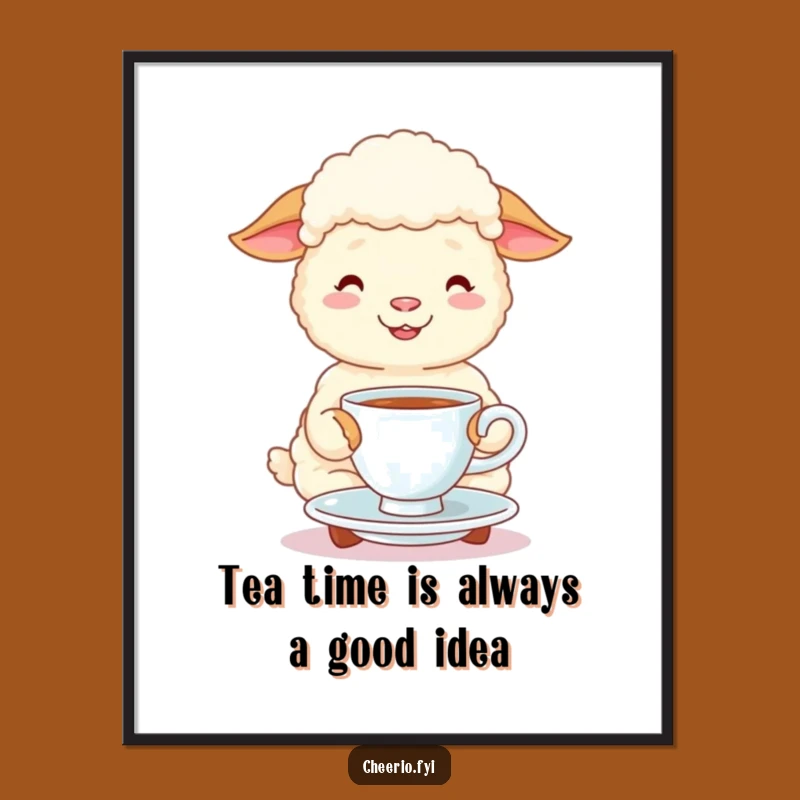 Free Printable Wall Art: Sheep Tea Time Downloadable Art, Cozy DIY Decor