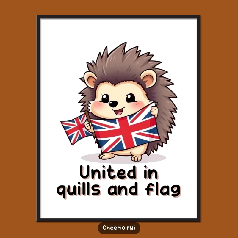 Free Printable Wall Art: Hedgehog with Flag, Quirky Patriotic Downloadable Decor