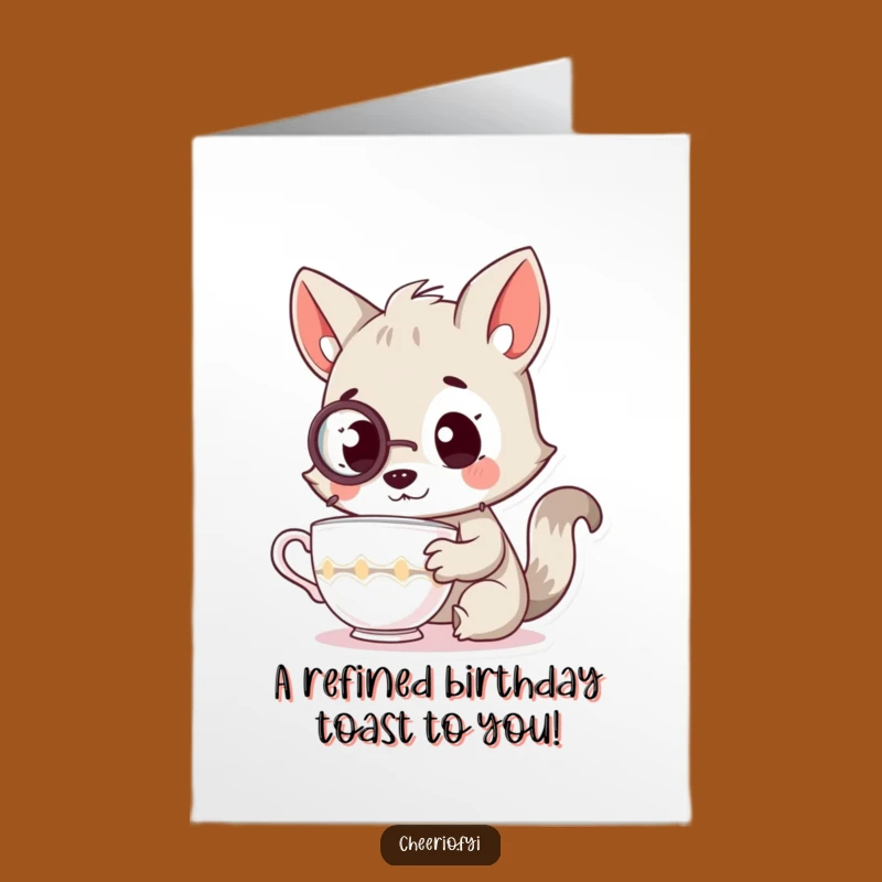Free Printable Birthday Card: Curious Animal Inspects Tea