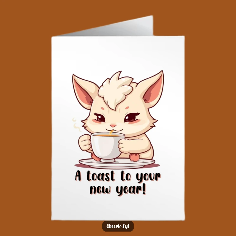 Free Printable Birthday Card: Dignified Tea Sipping Creature Downloadable Gift