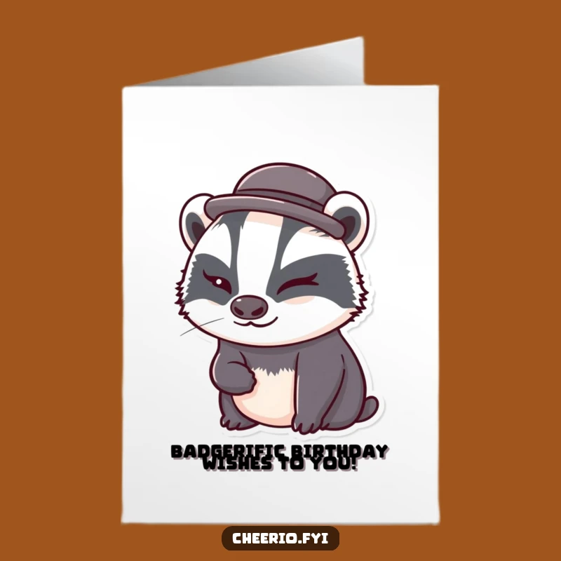 Free Printable Badger Birthday Card: Cute Winking Hat Downloadable Gift for Him
